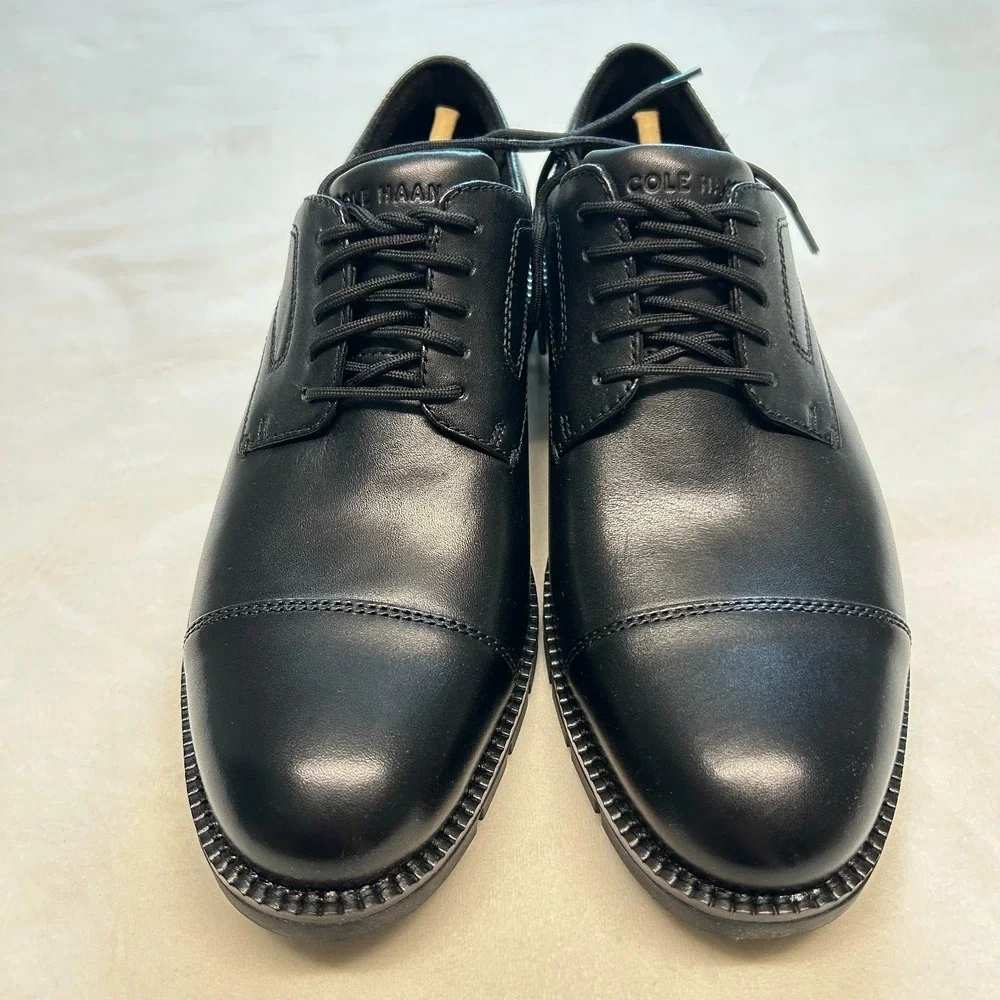 Cole Haan FlexGrand360 Plain Toe Derby Oxford Shoes Mens 7.5 Black Leather Lace